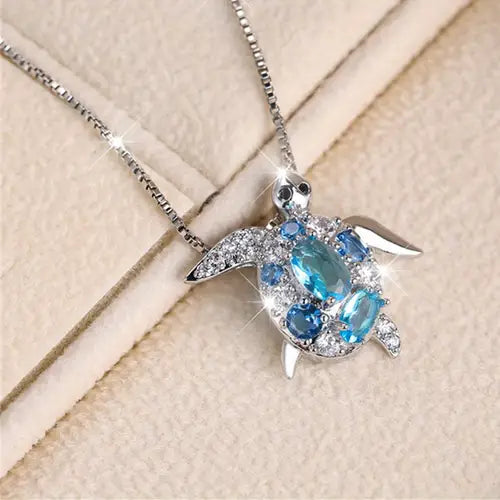 GEM SEA TURTLE PENDANT NECKLACE