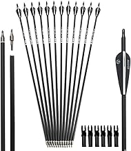 30" ARCHERY CARBON ARROWS HUNTING ARROWS WITH 4" TURKEY FEATHER TARGET PRACTICE ARROWS SPINE 500 FOR COMPOUND & RECURVE & TRADITIONAL BOW 6/12 PCS