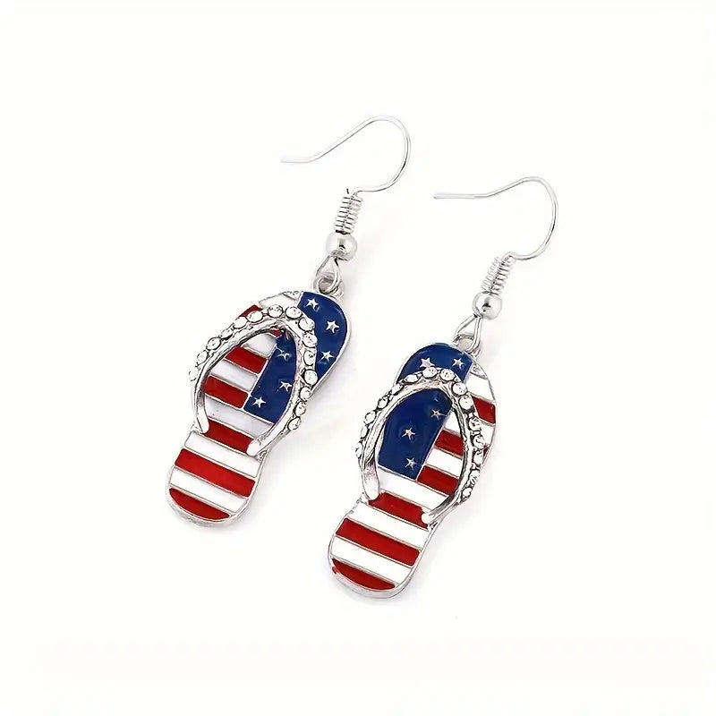PATRIOTIC FLIP-FLOP DANGLE EARRINGS