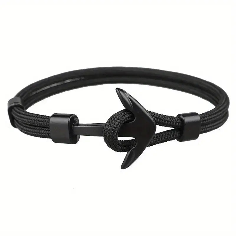VAVICORE MEN'S METAL NAUTICAL ANCHOR FISH HOOK NYLON PARACORD ROPE BRACELET