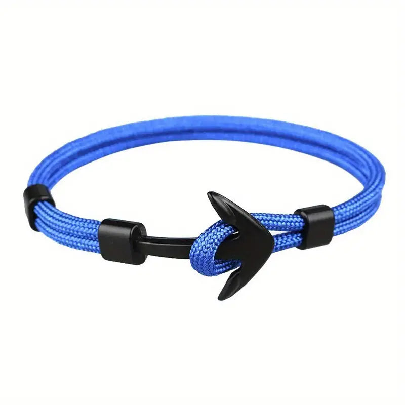 VAVICORE MEN'S METAL NAUTICAL ANCHOR FISH HOOK NYLON PARACORD ROPE BRACELET