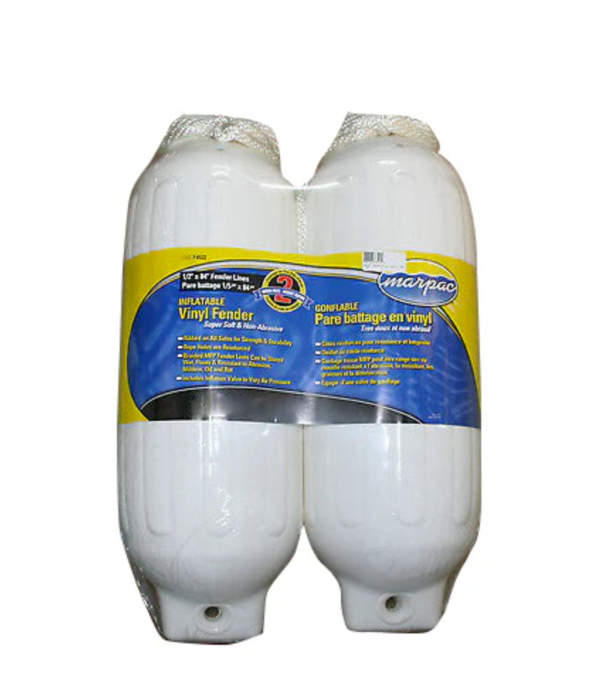 MARPAC INFLATABLE VINYL FENDER 3/8"x 60" FENDER LINES 2 PCK