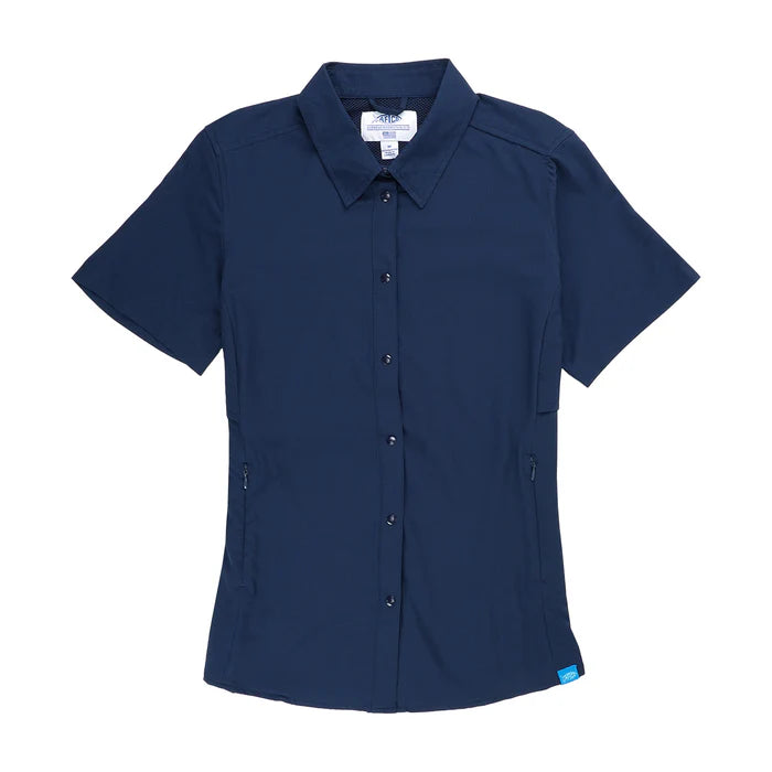 AFTCO WOMEN'S WRANGLE SS BUTTON DOWN SHIRT