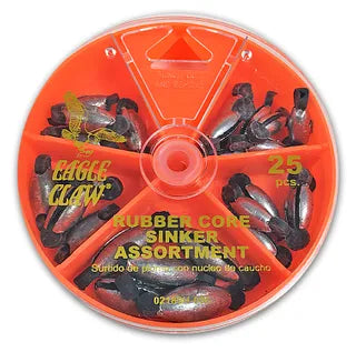 EAGLE CLAW RUBBER CORE- TWIST LOCK SINKER ASSORTMENT 25 PC