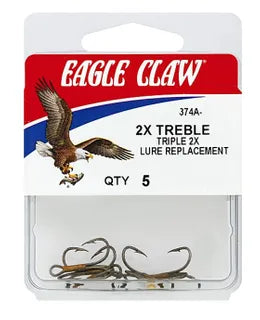 EAGLE CLAW BRONZE 2X TREBLE HOOKS 5PCK
