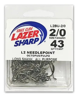 EAGLE CLAW LAZER SHARP L2 NEEDLEPOINT OCTOPUS HOOKS