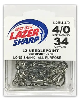 EAGLE CLAW LAZER SHARP L2 NEEDLEPOINT OCTOPUS HOOKS