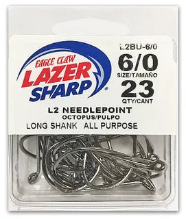 EAGLE CLAW LAZER SHARP L2 NEEDLEPOINT OCTOPUS HOOKS