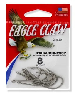 EAGLE CLAW STAINLESS STEEL O'SHAUGHNESSY HOOKS 8PCK