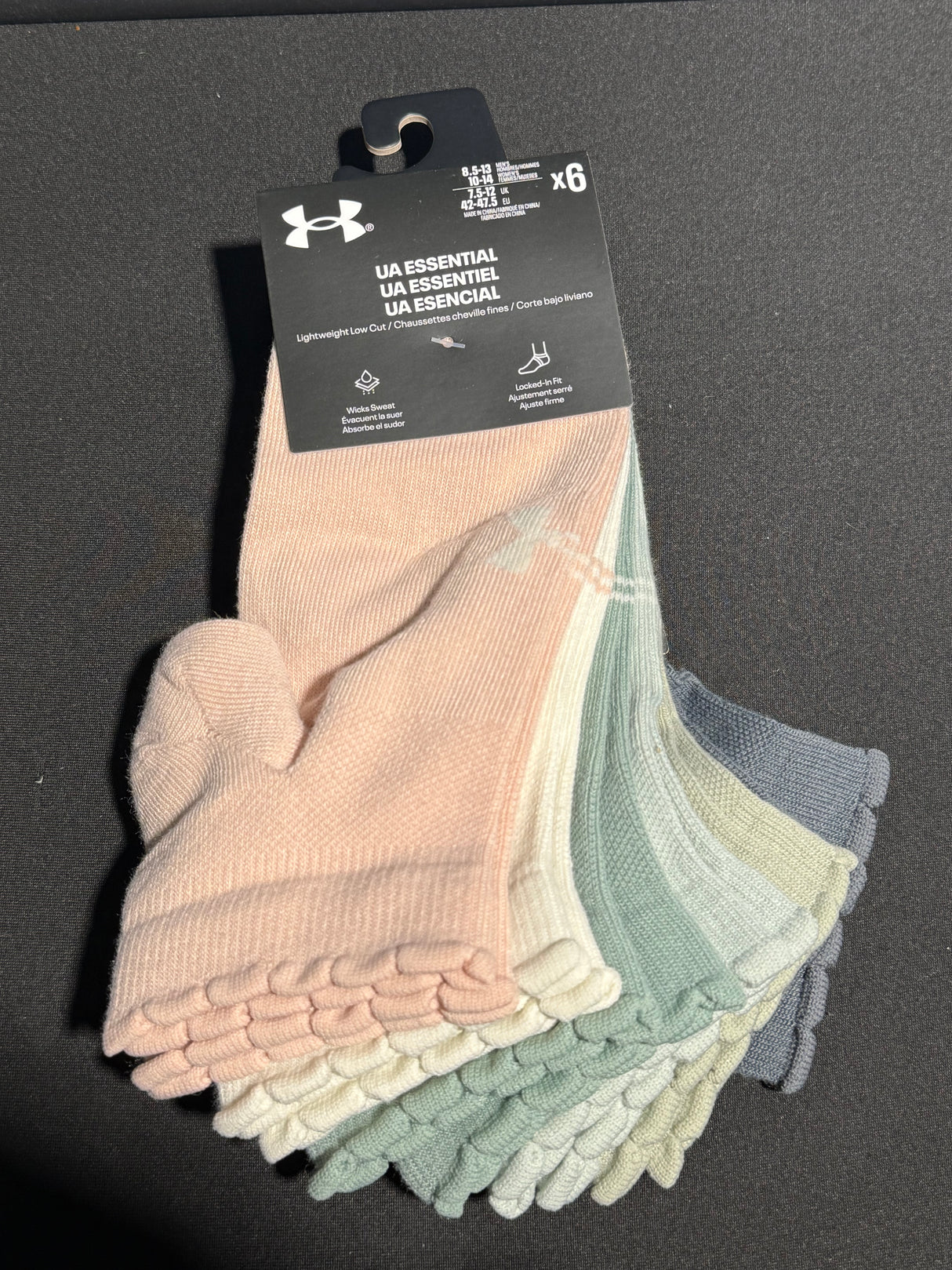 UNDER ARMOUR ESSENTIAL UNISEX 6PK LOW-CUT SOCKS 50% OFF