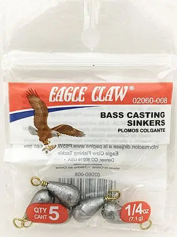 EAGLE CLAW 1/4 OZ BASS CASTING SINKERS 5PK