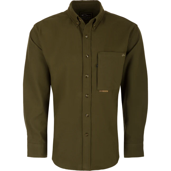 DRAKE AUTUMN BRUSHED TWILL SOLID BUTTON-DOWN LONG SLEEVE SHIRT