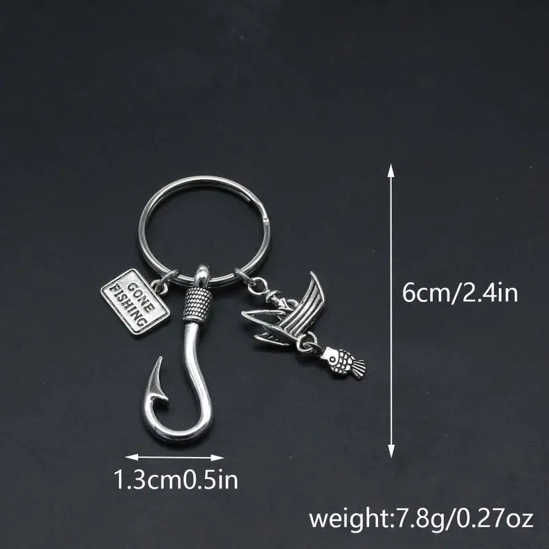 FISHING HOOK/BOAT KEYCHAIN