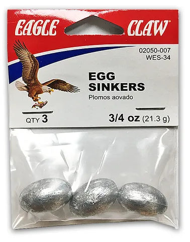 EAGLE CLAW 3/4 OZ EGG SINKERS 3PK