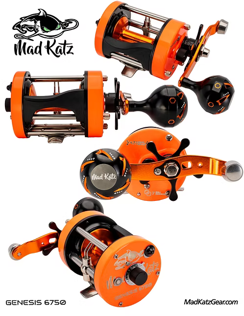 MAD KATZ GENESIS 6750 ORANGE HELIOS REEL (IT GLOWS)