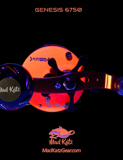 MAD KATZ GENESIS 6750 ORANGE HELIOS REEL (IT GLOWS)