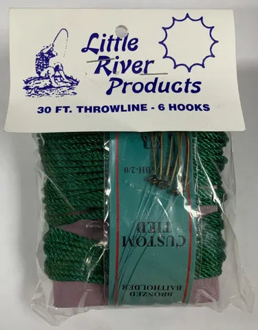 LITTLE RIVER 30' THROWLINE WHITE W/ 6 HOOKS
