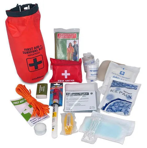 LIFE GEAR FIRST AID + SURVIVAL KIT WATERPROOF 130PC