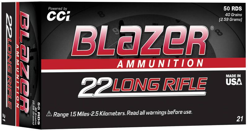 Blazer® Rimfire Part # 21 Grain Weight: 40 Muzzle Velocity: 1235 Package Quantity: 50