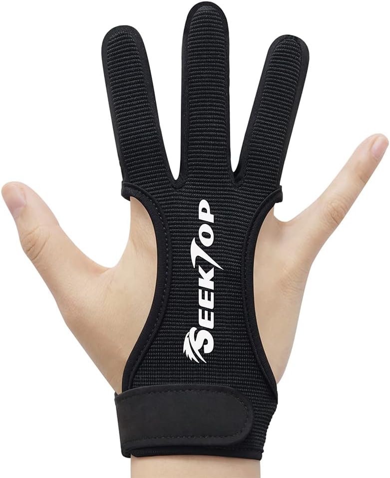SEEKTOP ARCHERY GLOVES SHOOTING HUNTING LEATHER THREE FINGER PROTECTOR