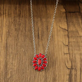 ELEGANT BOHO TURQOUISE OVAL PENDANT NECKLACE