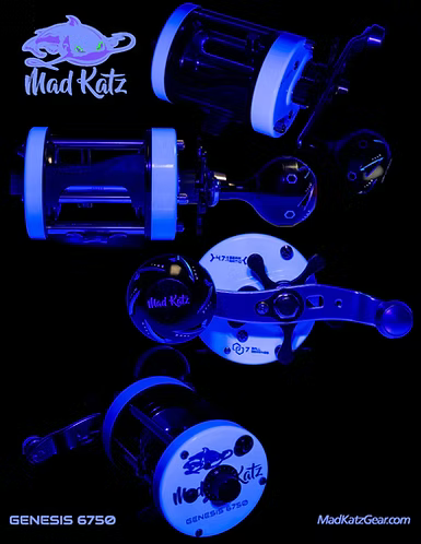 MAD KATZ GENESIS 6750 BLUE ICE BAITCAST REEL (IT GLOWS)