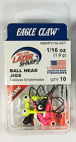 EAGLE CLAW PRO-V BALL HEAD JIGS ASST. 10PK