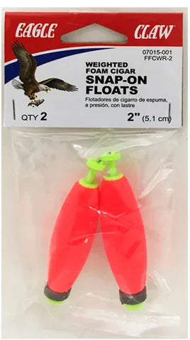EAGLE CLAW WEIGHTED FOAM CIGAR SNAP-ON FLOATS