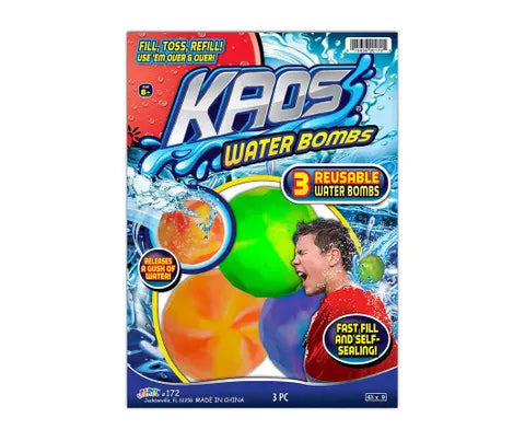 KAOS REUSABLE WATER BOMBS 3PK
