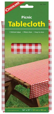 COGHLANS 54"X72" RED CHECKERED PICNIC TABLECLOTH