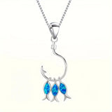OPAL FISH HOOK PEDANT NECKLACE