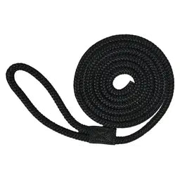 Double Braided Nylon Fender Lines with 6” Loop (3/8” x 72”, Black)
