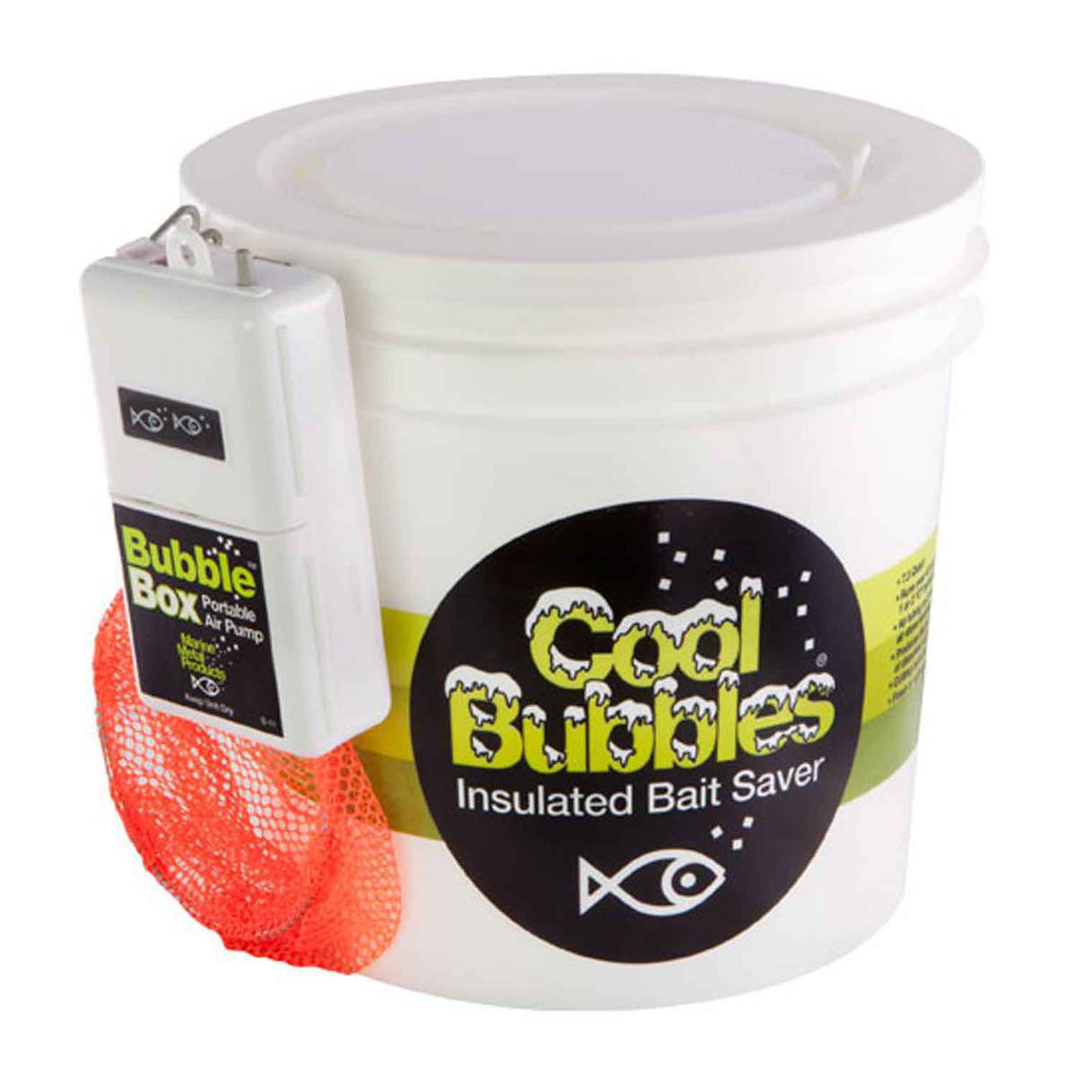 MARINE METAL COOL BUBBLES INSULATED BAIT SAVER 7.3QT W/ DIP NET
