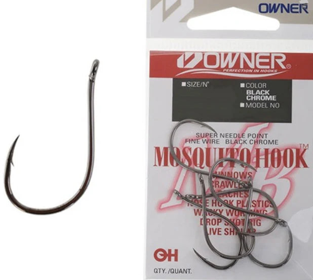 OWNER MOSQUITO HOOKS BLACK/CHROME #1 8PK