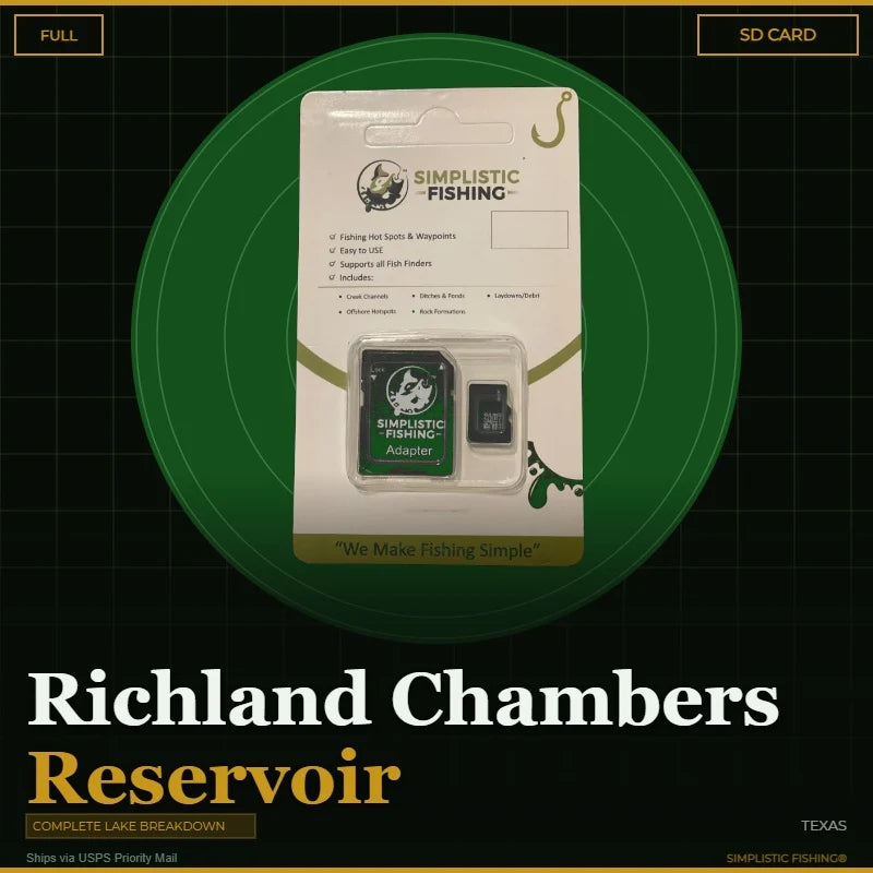 Richland Chambers Lake - Bass Fishing Hot Spots & Waypoints Waypoints Only - SD Card